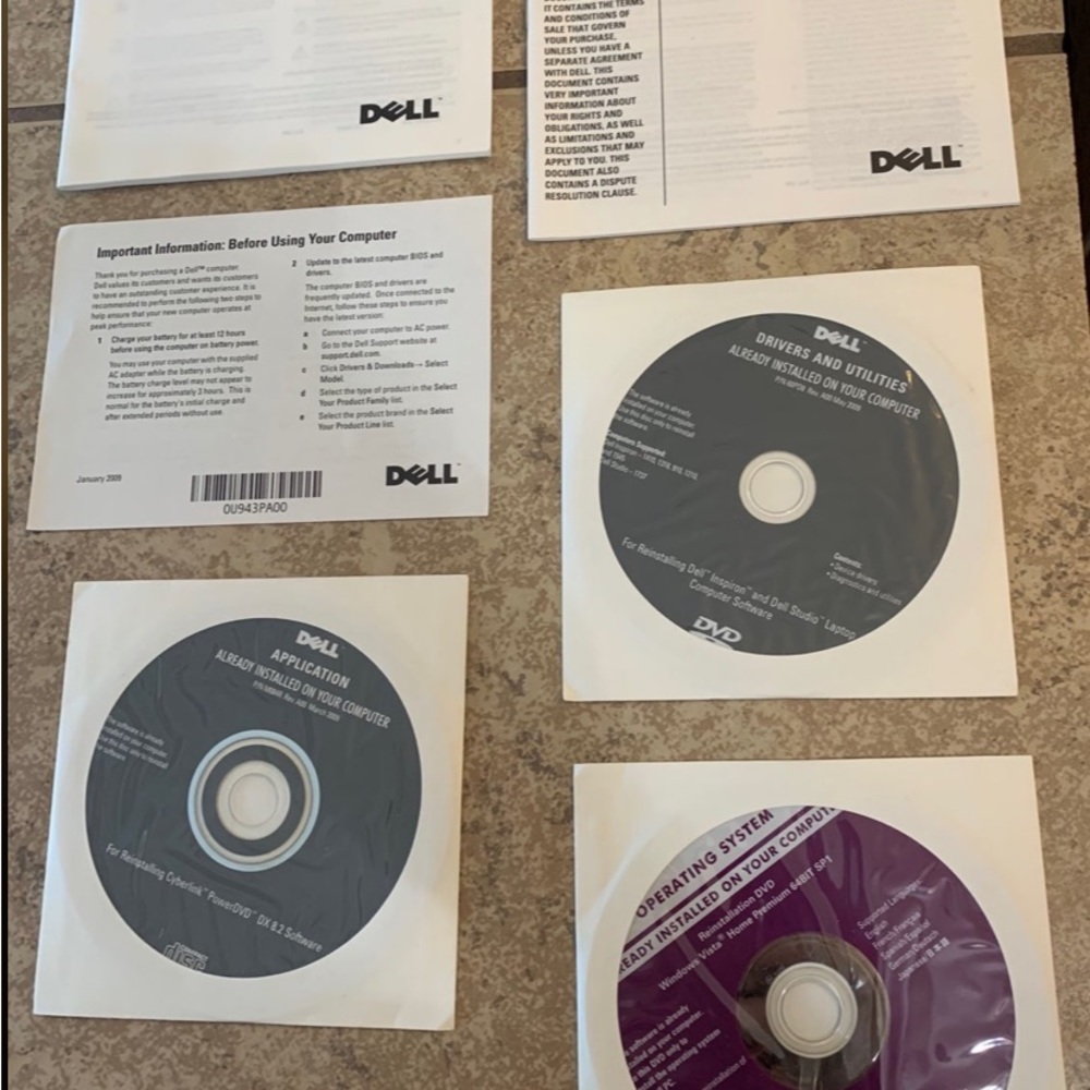 “Dell” Two Booklets and Three CD Operating System, Drivers & Utilities,Applicati